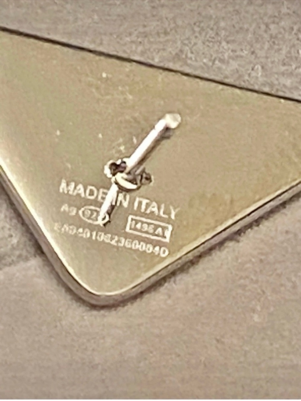 Prada White and 925 Sterling Silver Triangle Logo earrings - Picture 6 of 9